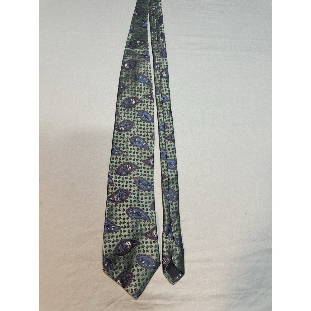 Karl Lagerfeld Blue/Green Silk Paisley‎ Neck Tie